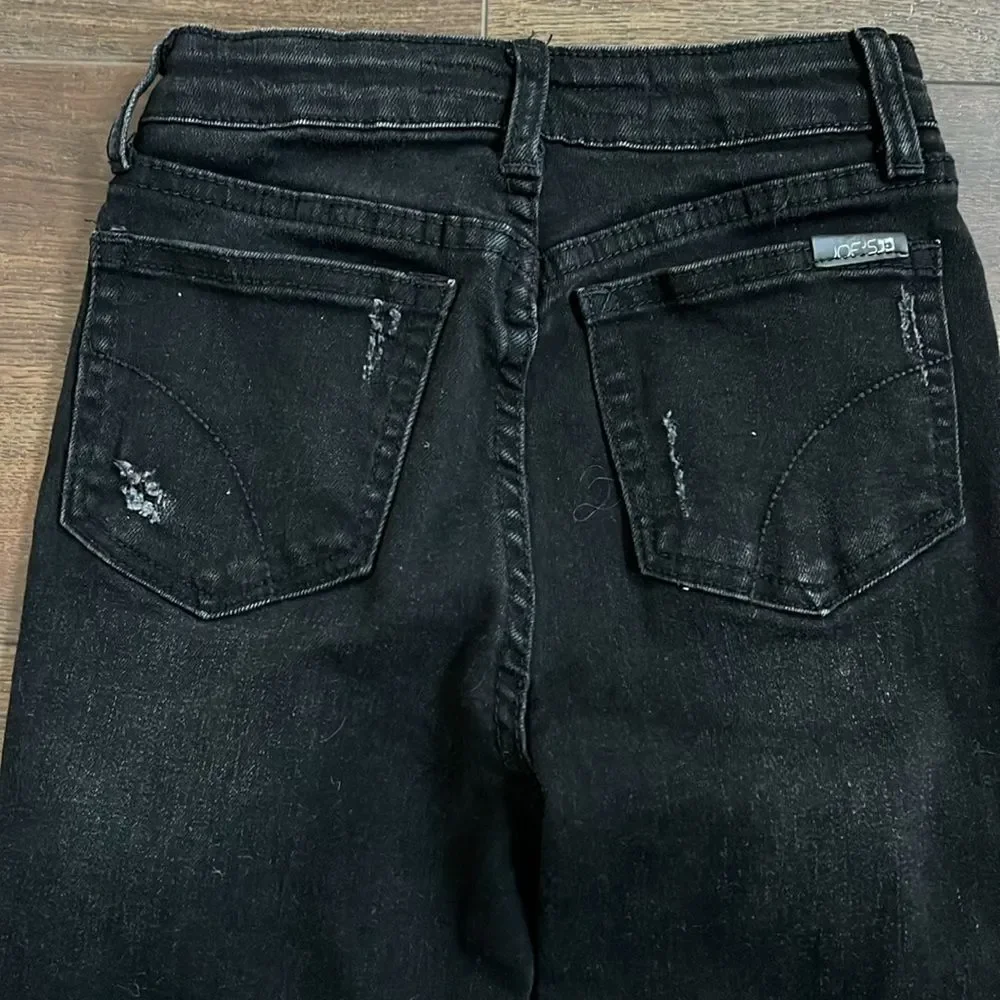 Joe’s Jeans Little Girls Size 8 Straight Leg Distressed Raw Hem Black Jeans